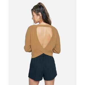 NWT Hurley Women's Overlap Open Back Sweater Long Sleeve Iced Coffee Size XS
